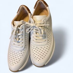 Clarks White Perforated Lace-Up Shoes